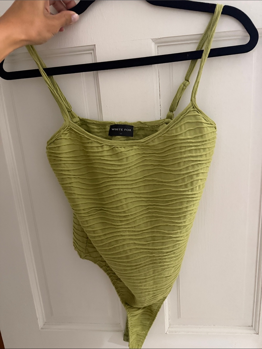 White Fox Boutique Olive Green Textured Ribbed Tank Bodysuit